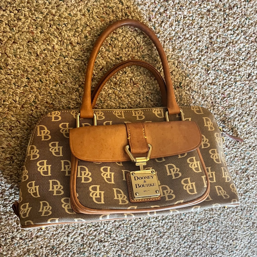 Dooney & Bourke light  Brown Satchel with Tan Leather Trim
